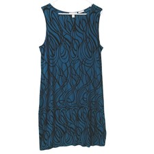 Dana Buchman Teal Black Abstract Swirl Sleeveless Travel Shift Dress XL