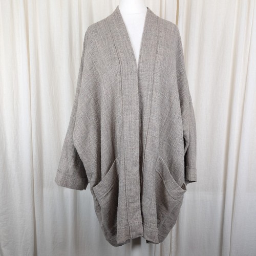 Eskandar Alpaca Wool Linen Kimono Jacket Size 1 Relaxed Up To UK 20 Natural - Picture 1 of 21