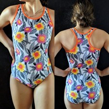 Plum Practicewear Gymnastics Leotard Racerback Floral Print Size AS