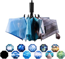Compact Reverse Folding Umbrella Auto Windproof Travel Umbrella