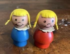 Vintage Fisher Price Little People Whoops Wood Girls w/ Offset Collars