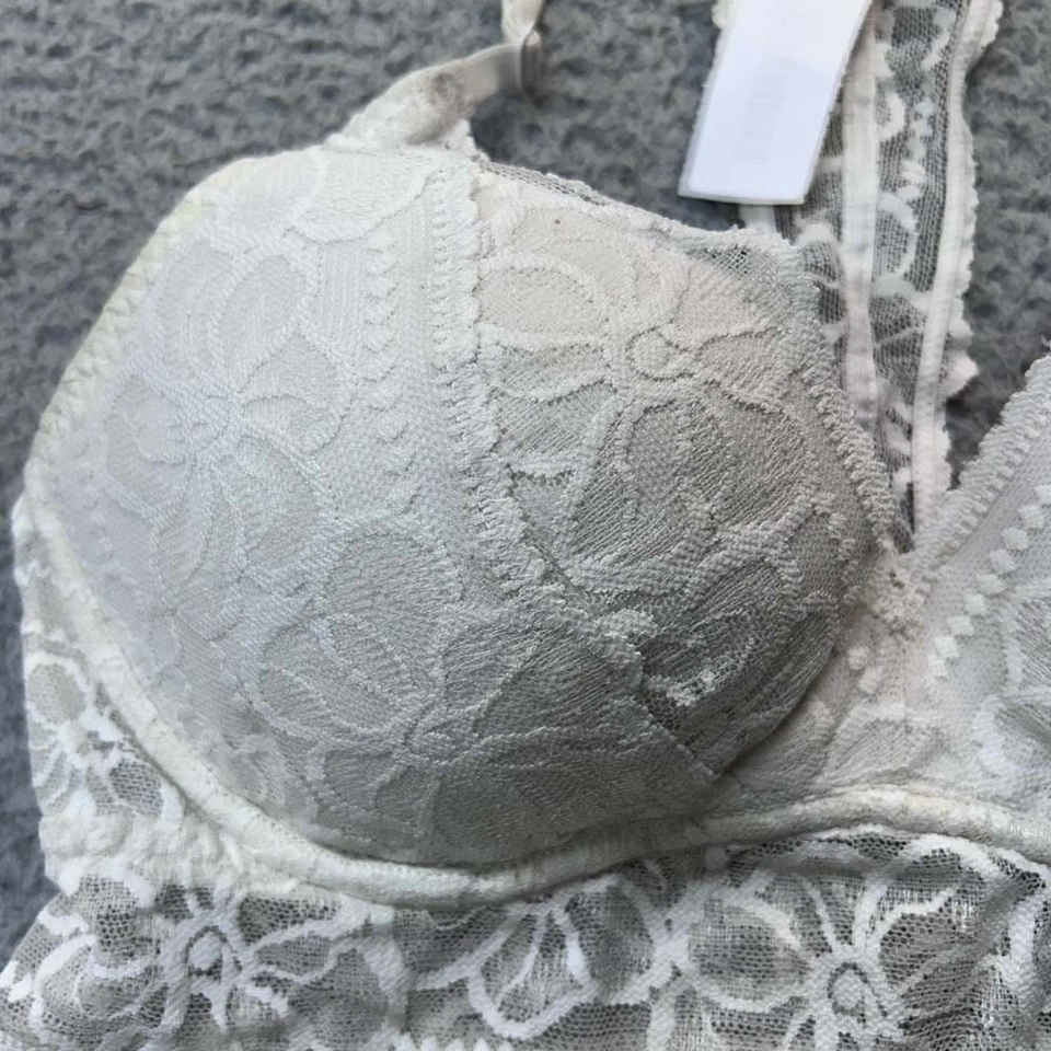 Victoria Secret Pink Bra Medium Push Up Bra Push Up Racerback A-C Cup Lace - Image 3 of 4