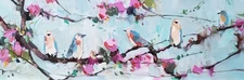 Expressive Birds Floral 12x36 Canvas PRINT By Impressionist Artist Jose Trujillo