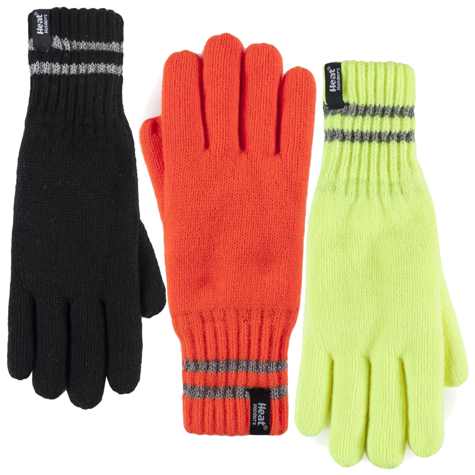 Heat Holders - Mens Hi Vis Reflective Thermal Knitted Gloves