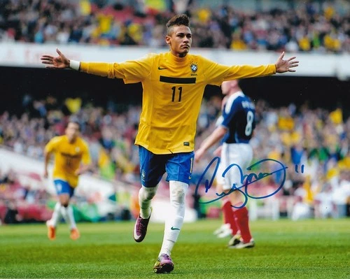 NEYMAR JR. SIGNED AUTOGRAPH 8X10 PHOTO BRAZIL