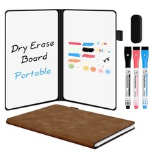 Portable White Board Dry Erase Notebook, 8.4" x 6" Double Sided Folding White...
