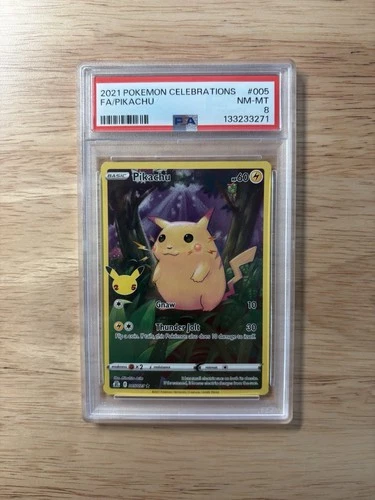 PSA 8 2021 Pokemon Celebrations Full Art Pikachu 005/025 NM-MT Graded