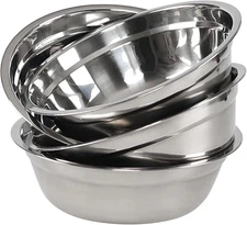 Set of 4 Stainless Steel Mixing Bowl Set, Metal Serving Bowls, Great for Cooking
