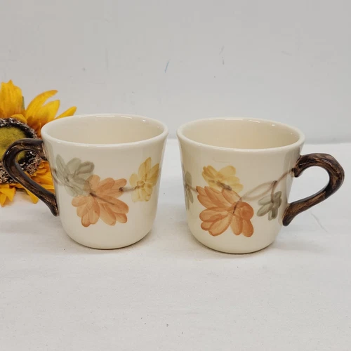 2 Replacement Vtg Franciscan October Autumn Leaves Fall Tea Coffee Cups Mugs USA