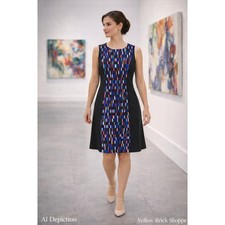 Calvin Klein Sleeveless Black Dress with Abstract Geometric Center Panel 8