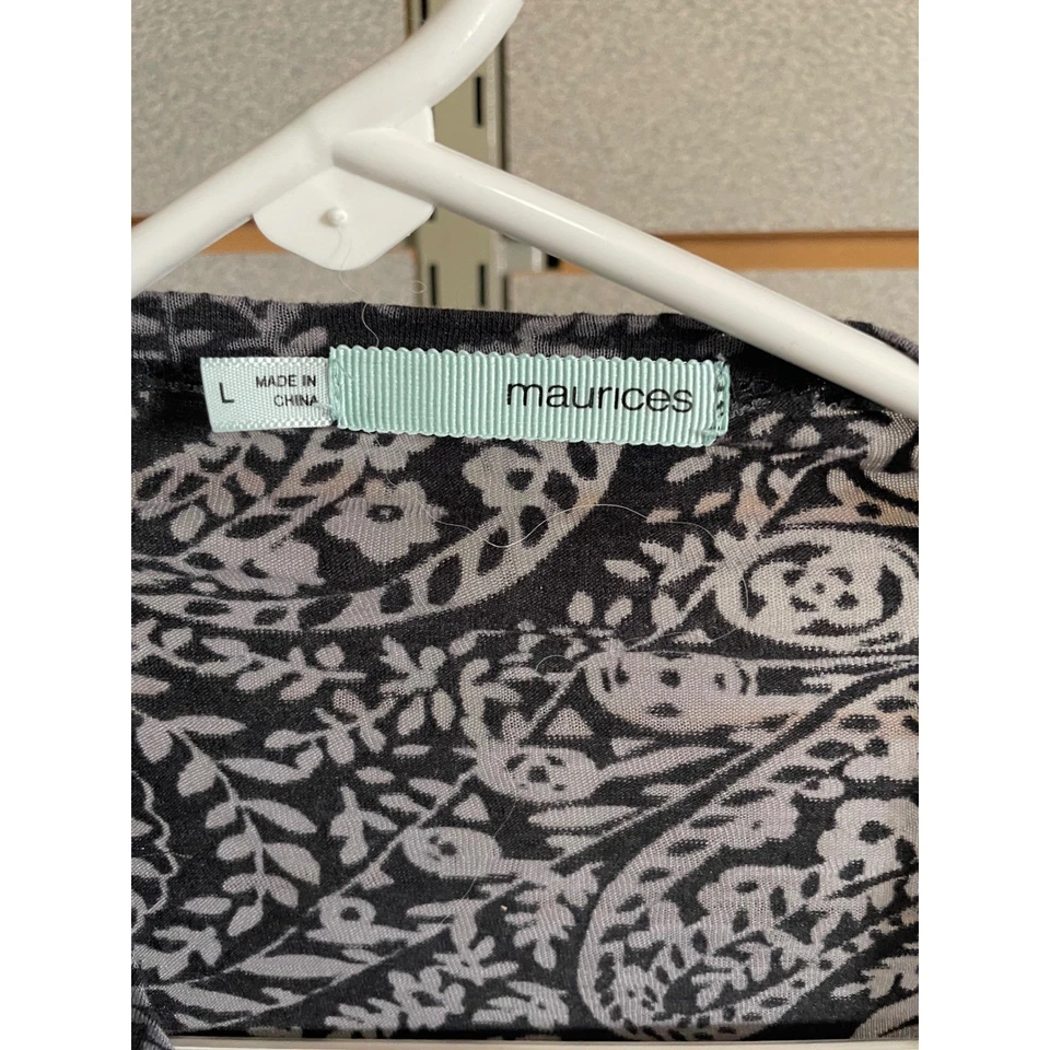 Cárdigan para mujer Maurices talla L gris estampado cachemir manga larga frente abierto Foto 2 de 4