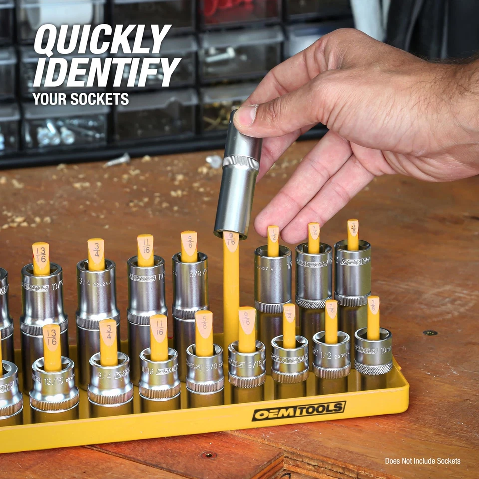 OEMTOOLS 22238 6 Piece SAE and Metric Socket Organizer Tray Set Black Yellow - Image 3 of 4