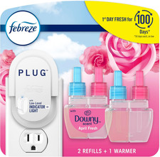 Febreze Plug In Air Freshener Starter Kit Odor Fighting Downy April Fresh Warmer
