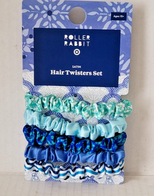 Roller Rabbit x Target Blue Multicolor Scrunchie Hair Binders Twisters 5-Pack
