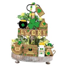 20 Pcs St. Patrick's Day Decorations Highland Cow Tiered Tray Decor Shamrock