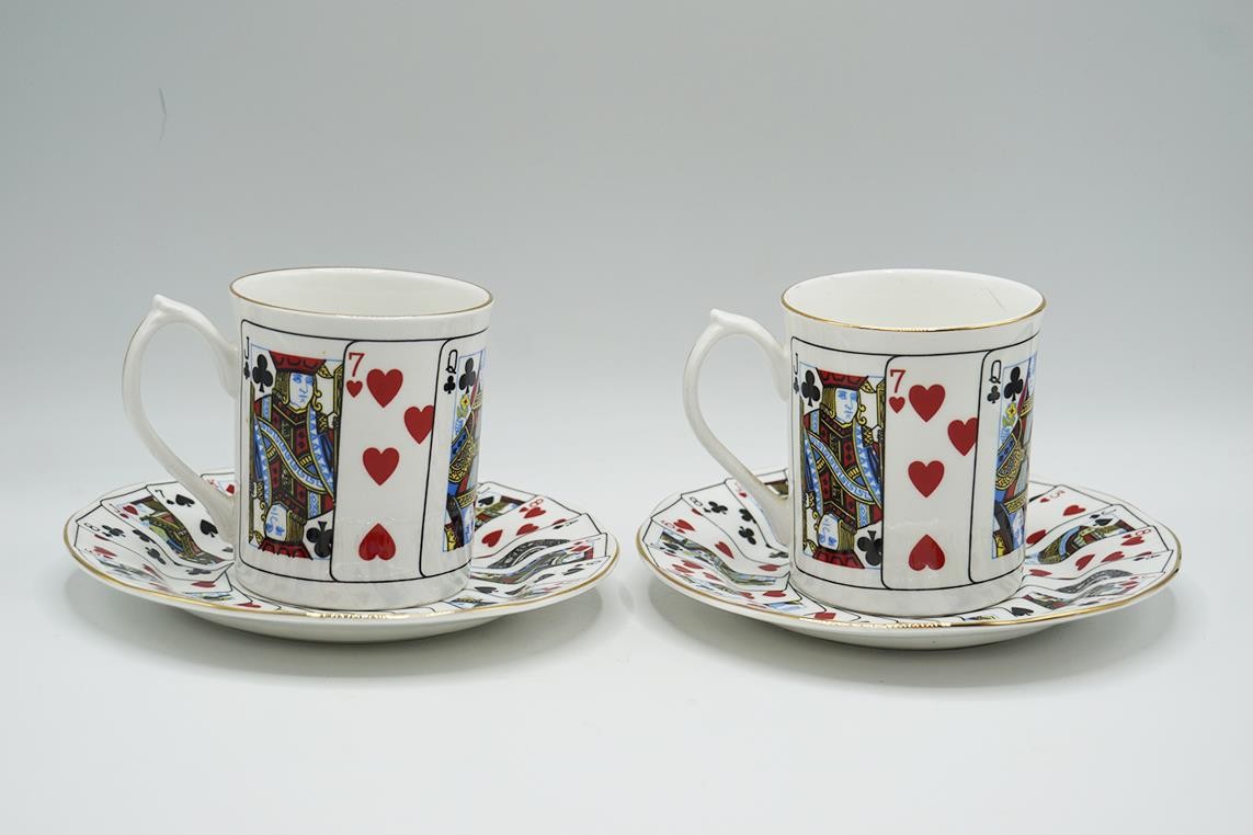 Lote De 2 Tazas De Café Elizabethanas Con Plato Cortado Para Cartas
