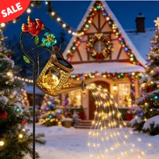 Solar Watering Can Light Fairy Garden Outdoor Kettle Fairy Yard Christmas decor~