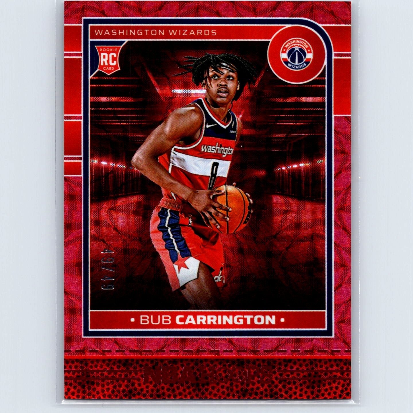 2024-25 Hoops Bub Carrington Rookie #244 Red Scope #/49 Washington Wizards