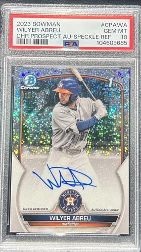 2023 WILYER ABREU Bowman 1st Chrome Prospects Speckle Refractor Auto /299 PSA 10