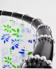 Dual Mount Steel Curved Shower Curtain Rod Matte Black  50" to 72"   Brand New