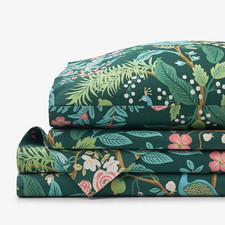 The Company Store Rifle Paper Co. Peacock Classic Smooth Sateen Bed Sheet Set