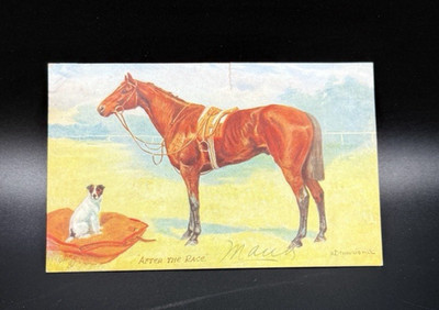 Antique 1909 After the Race Man's Best Friend Raphel Tuck & Sons Posted Postcard