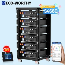 ECO-WORTHY 6Pack 48V 100AH Server Rack LiFePO4 Lithium Battery UL1973 & UL9540A
