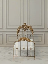 DOLLHOUSE MINIATURE BED 1:12 SCALE WROUGHT IRON SINGLE SIZE "GYPSY ROSES"