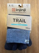Injinji Trail Toe Socks Men's XL Midweight Mini-Crew Gray COOLMAX Blister Free