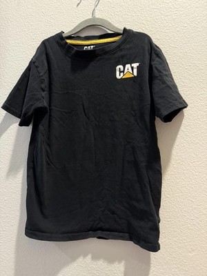 CAT Black Short Sleeve T-Shirt, Size Boys Youth 7