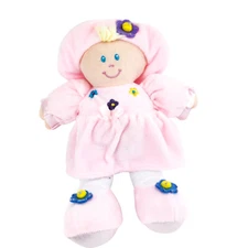 Kids Preferred Blonde Hair Baby Doll Lovey Pink Dress Plush Soft Toy