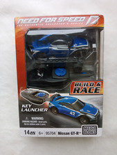 Mega Bloks Need For Speed Build  Race Nissan GTR Blue Car Key Launcher New Box
