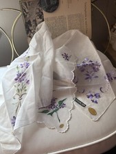 Lot of 4 vintage hand embroidery purple floral handkerchiefs hankie new