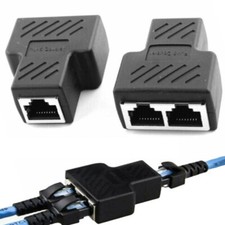 RJ45 Splitter Adapter 1 to 2 Ways Dual Female Port CAT5/6/ 7 LAN Ethernet Cable+