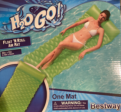 Green H20 Go!  Pool Float Air Mat. 86''X33'' New In Box