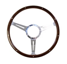 Steering Wheel 15" 9-Bolt Wood Grain with Slotted Spokes Mustang