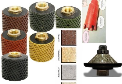 2'' Wet Polishing Drum core bit 8 + 1'' 25 mm Bevel Bullnose shaping stone granite