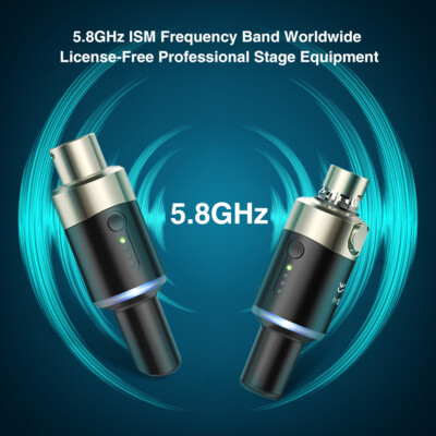 LEKATO XLR 5.8GHz Wireless Microphone System Plug-on Transmitter