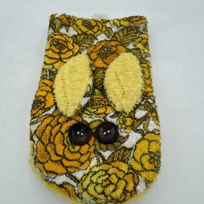 Vintage MCM Retro Terry Cloth Yellow Orange Gold Potholders Mitt Bunny Hook