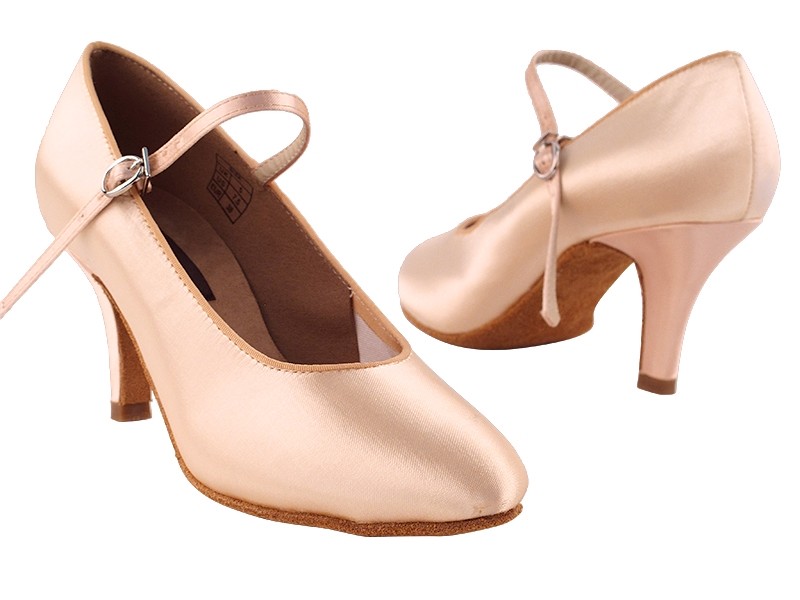 Zapatos nupciales de baile de salón muy finos de salsa latina satinada color carne CD5024M, T2L