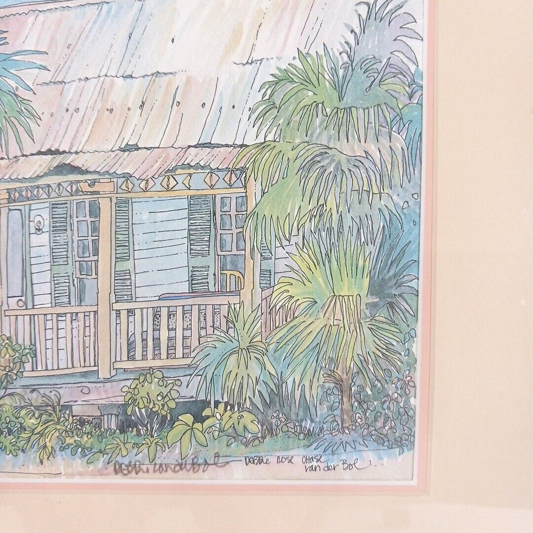 Cayman Island South Church St. Signed Debbie Van Der Bol Watercolor Print thumbnail 2