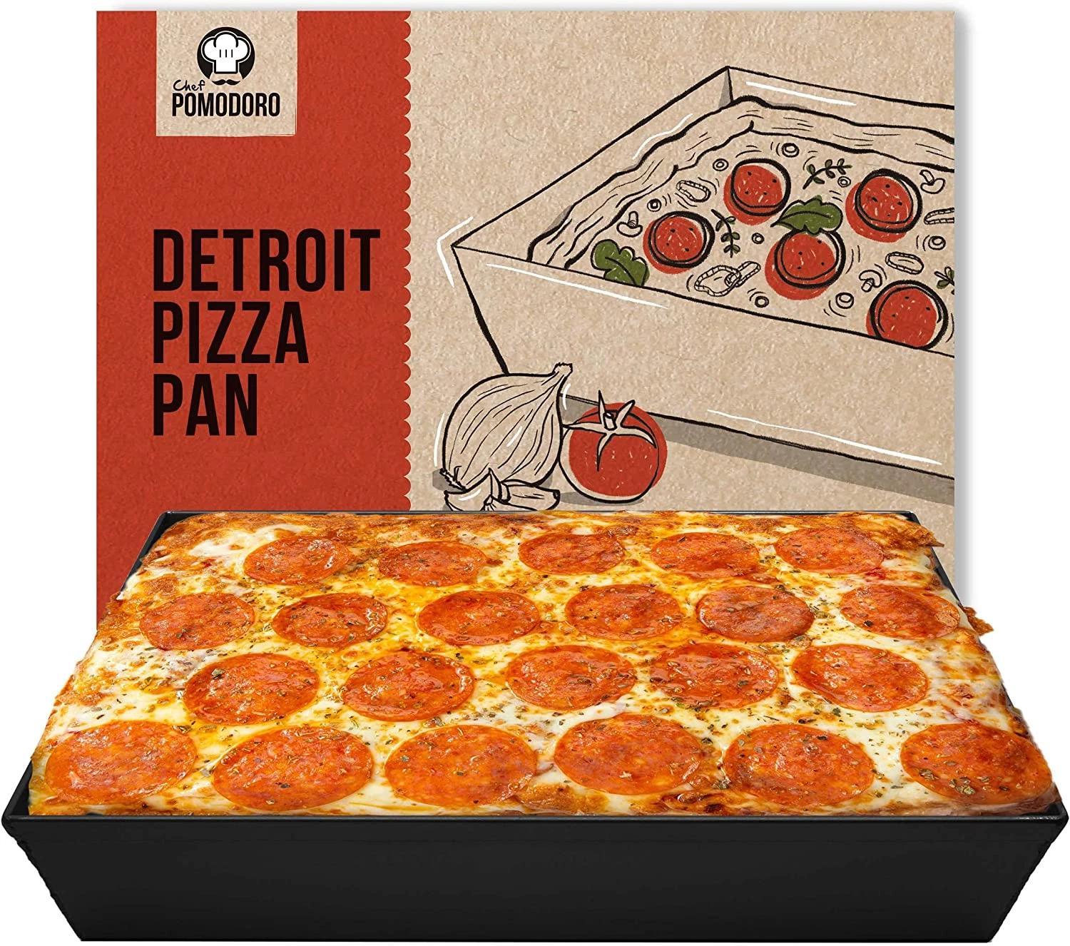 Detroit Style Pizza Pan 14 X 10-Inch, Hard Anodized Rectangular Aluminum Deep