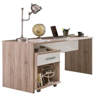 Jugendzimmer BüRo Arbeitsplatz Schreibtisch Rollcontainer Eiche Nb. Weiß