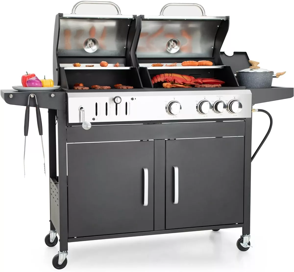 Grill propane top and charcoal combo