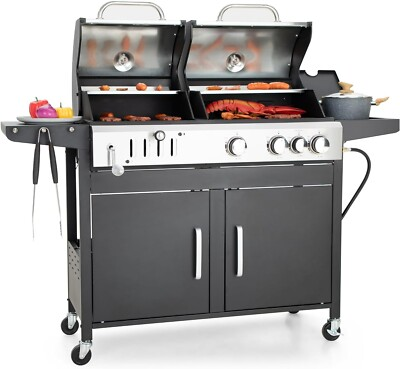 #ad #ad Propane Gas amp; Charcoal BBQ Grill 3 Burners Outdoor Dual Fuel Barbecue Grill Yard $439.84