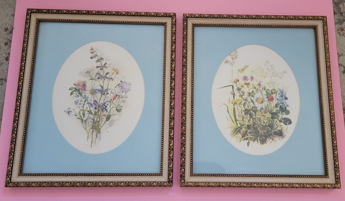 Vintage#4472 Framed Flower Art crafted by Franklin Picture Co Blue