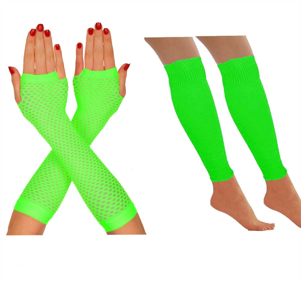 Scaldamuscoli E Guanti Rete Donna - Set Anni '80/90, Rosa Rossa, Per Feste - Foto 11