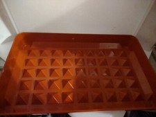 Vintage Tupperware Paprika Red Bacon Deli Meat Hot Dog Keeper 1292 ClearLid 1293