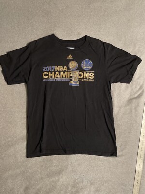 Adidas The Go Tee Mens Large Golden State Warriors NBA Champs 2017 Black Shirt