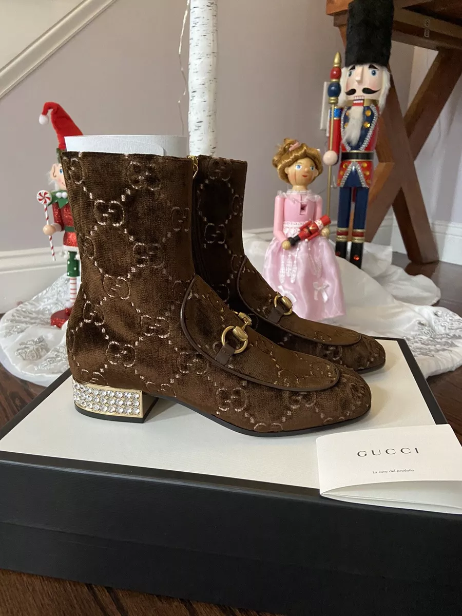 Aut nticas Botas de Terciopelo Gucci Piedra Cristales 37.5 Precio de Venta 500
